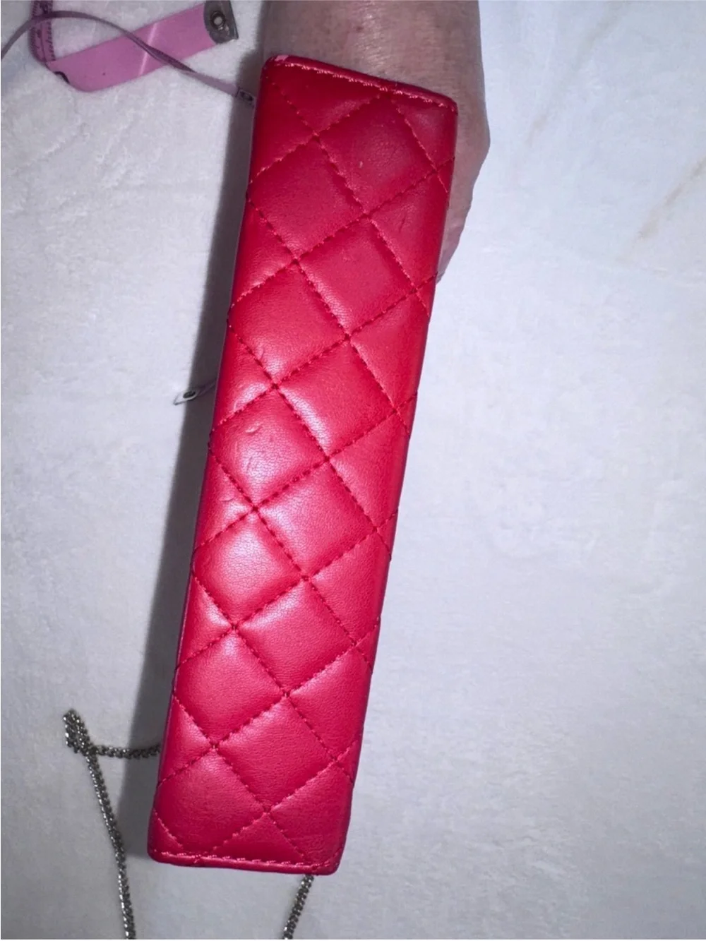 Quilted Bright Red Chain Crossbody Clutch Wallet Purse